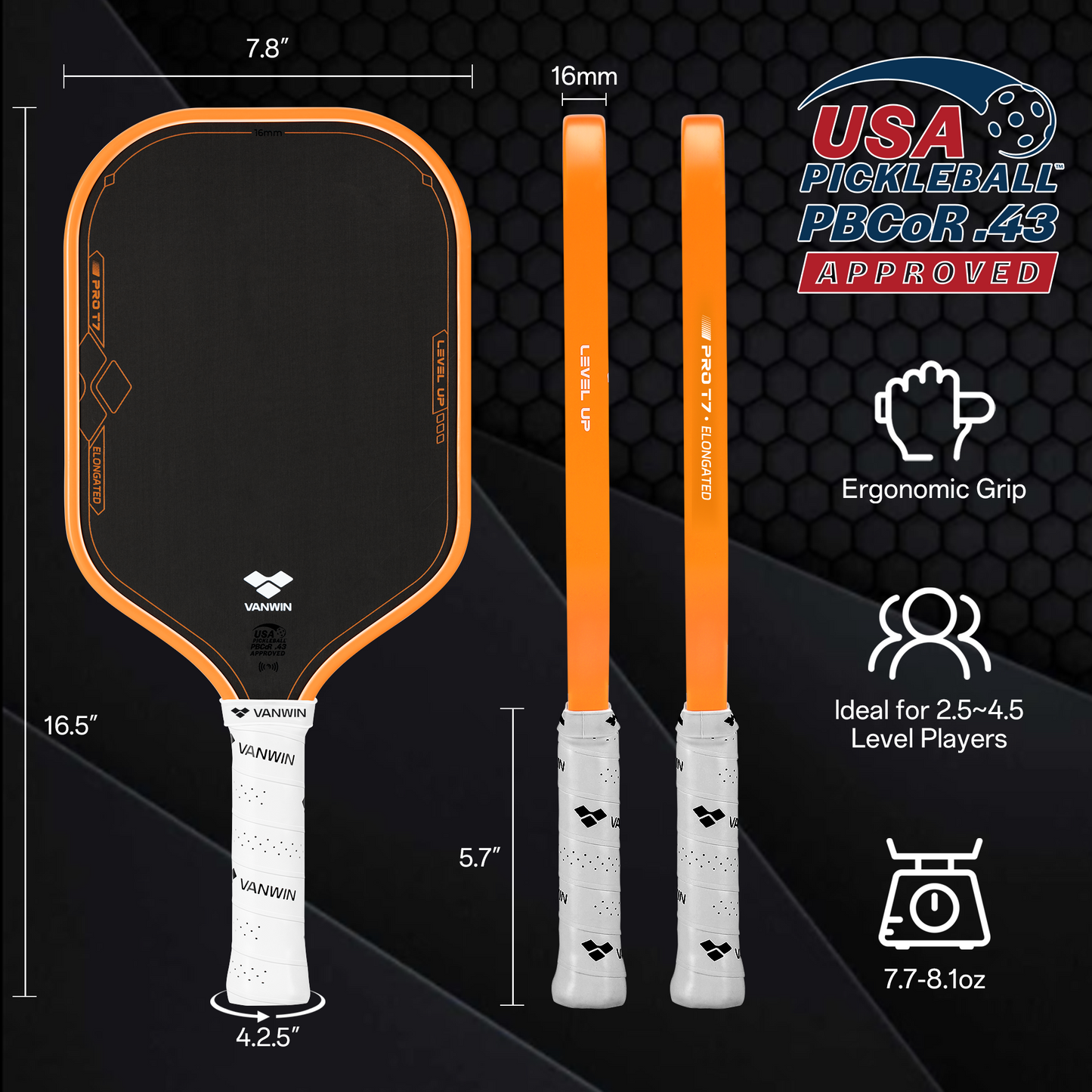Pro T7 – T700 Raw Carbon Fiber Pickleball Paddle