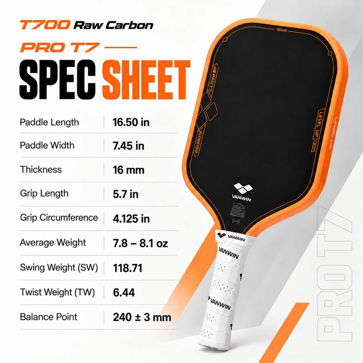 Pro T7 (16mm)(Includes 2 Overgrips)