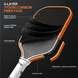 Layered construction graphic of the Pro T7 raw T700SC carbon fiber paddle face